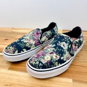 Vans Slip On Floral Print Shoes Women Classic Low Top Sneakers Size 6